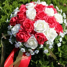 Искусственные розы цветы свадебные букет Свадебный букет Банко Розовый Белый Свадебный букет невесты