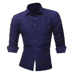 Высокое качество Для мужчин рубашка 2019 новый бренд Для мужчин с длинными рукавами платье рубашка текстуры Для Мужчин 'S Повседневное Camisa