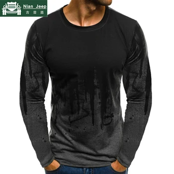 Plus Size 2019 Summer Hip Sop T-Shirt Men Cotton Long Sleeve Streetwear Breathable tee shirt homme Fashion Printed Size S-5XL