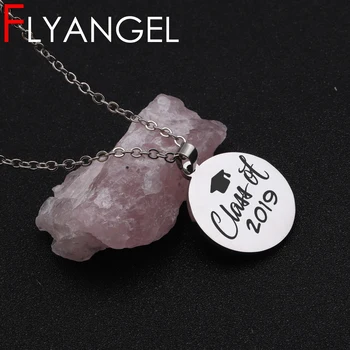 

New Design delicate Mirror Style Necklace Pendant Engraved Class Of 2019 Trencher Cap Graduation Memorial Jewelry Accessories