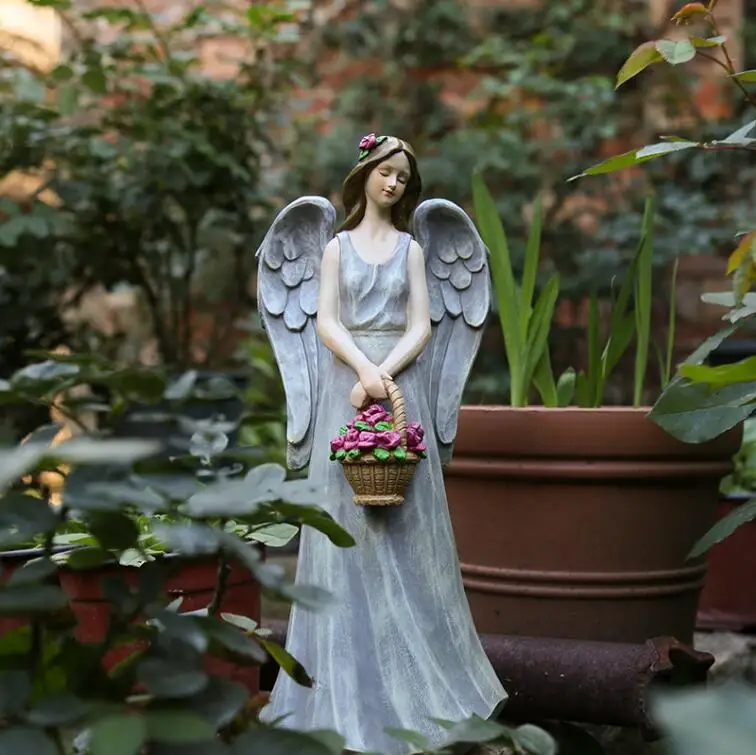 Decoração do Jardim ao ar Estátua do Anjo Romântico Livre Casa Sala País da América Resina Jardinagem Escultura da Fada da Flor 05499