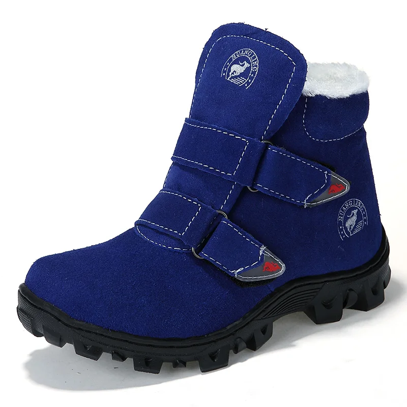 2016 fashion Top children boots Genuine Leather boys girls snow boots Autumn Winter cotton padded warm