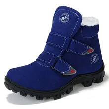 2016 fashion Top children boots Genuine Leather boys girls snow boots Autumn Winter cotton padded warm