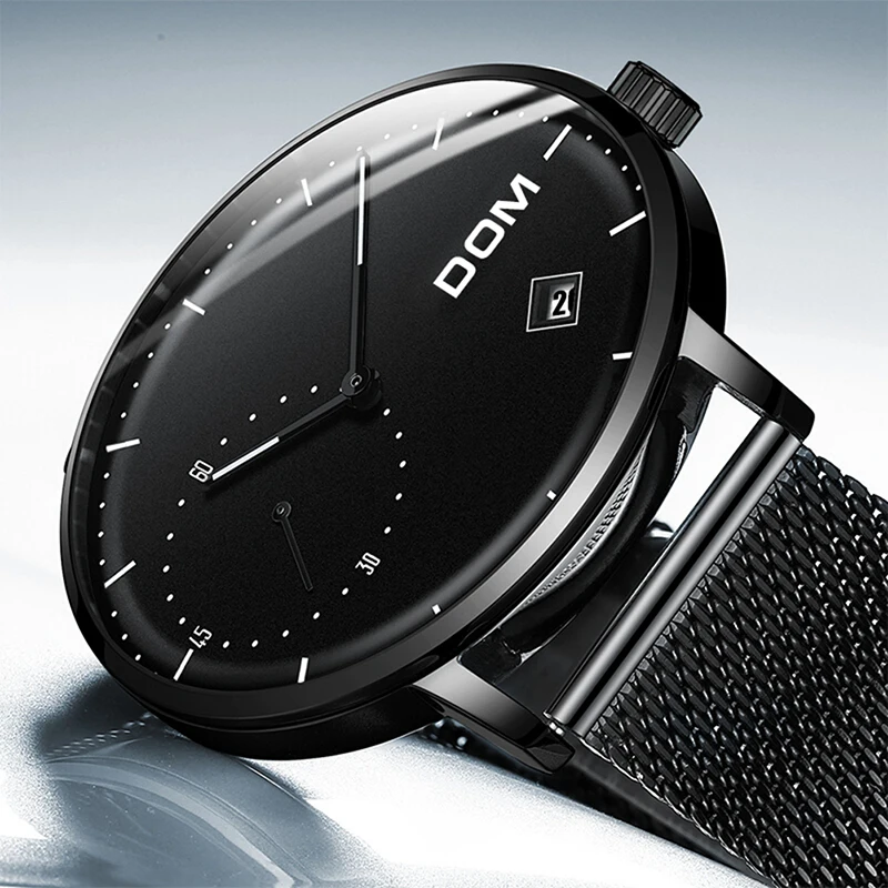 DOM Top Brand Watch Men Luxury Quartz Clock Sport Wristwatch Steel Mesh Strap Male Watches Mens 4