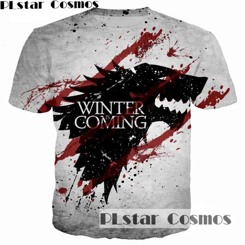 

PLstar Cosmos Game of Thrones Printed 3D Men T-shirt casual men tshirt Tops House Stark of Winterfell badge unisex t shirt