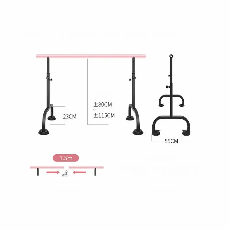 3 класса регулируемый портативный танцевальный бар, утолщенный стальной внутренний горизонтальный бар с большой Опорной пластиной, балетный бар для танцевальной студии
