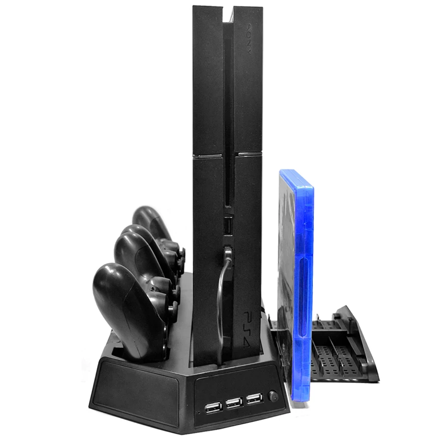 Yoteen для PS4 Pro ТОНКАЯ вертикальная подставка охлаждающий вентилятор кулер контроллер зарядная док-станция 3 дополнительный концентратор порт для Playstation 4