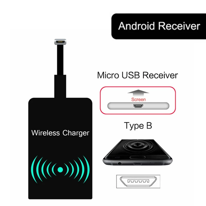 Тонкий Qi беспроводной приемник зарядного устройства Быстрая зарядка приемник для Android Беспроводная зарядная катушка для iphone 6 6plus 7 7plus type-C