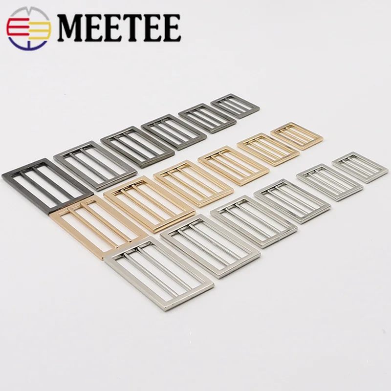 

Meetee 5pcs 25-50mm Metal Adjust Buckles Bags Webbing Strap Rings Tri-glide Slider DIY Luggage Coat Sewing Hardware Accessories