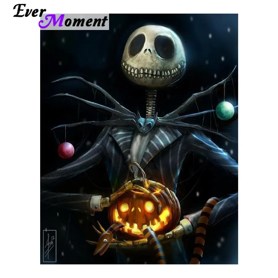 

Ever Moment Diamond Painting Halloween Skull Pumpkin DIY 5D Diamond Embroidery Special Gift for Festival Art Craft ASF822