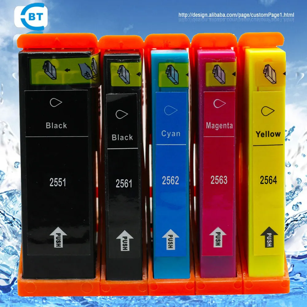 

5 color 1set Compatible epson 255 256 ink cartridge T2551 T2561 for XP-601/701/801 printer