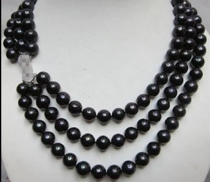 

Free shipping hot sale Women Bridal Wedding Jewelry >>BEAUTIFUL TRIPLE STRANDS10-11MM TAHITIAN PEACOCK BLACK PEARL NECKLACE 18
