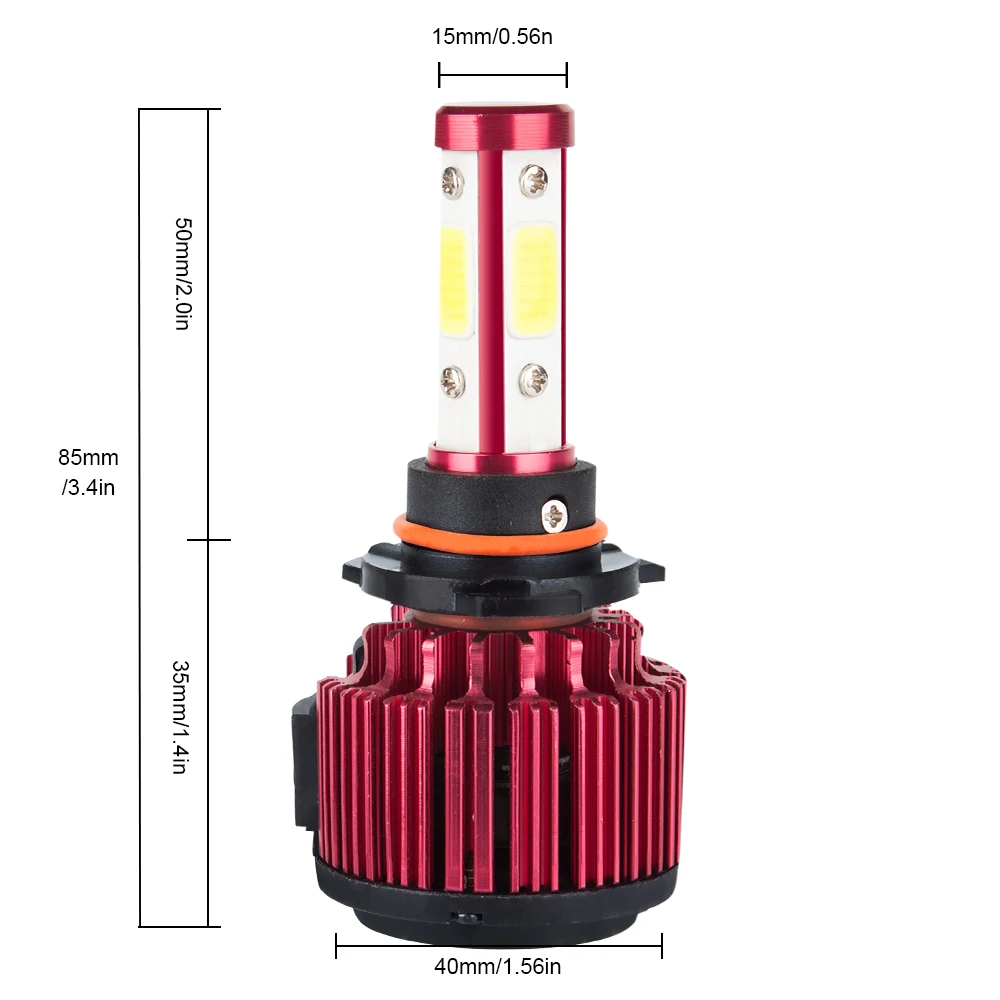 2 шт. H4 светодиодный фар 100 Вт 11000LM 4-стороннее COB H8/H11 H7 H4 Hi/короче спереди и длиннее сзади) 9005 HB3 9006 HB4 дальний и ближний свет фонарь для легкового автомобиля с вентилятором