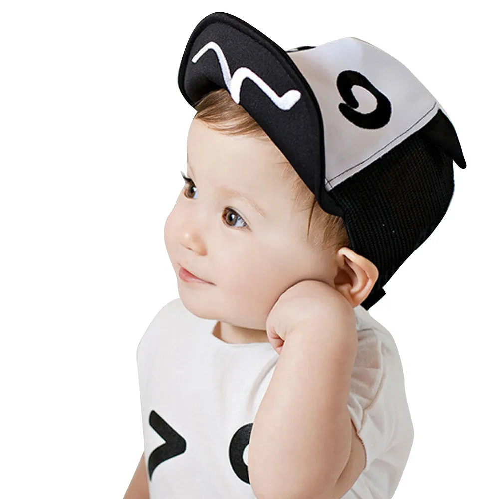 Летняя детская бейсболка со смешным лицом, Детская кепка s для мальчиков, модная детская Кепка, регулируемые аксессуары для новорожденных - Цвет: Black
