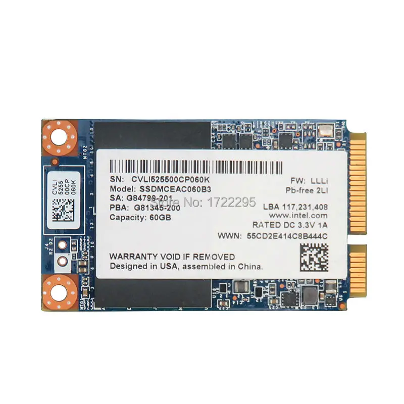 

Free Shipping 1Pcs MSATA SSD SATA3 III 60G notebook built-in Mini Solid State Drive For laptop pc computer connector