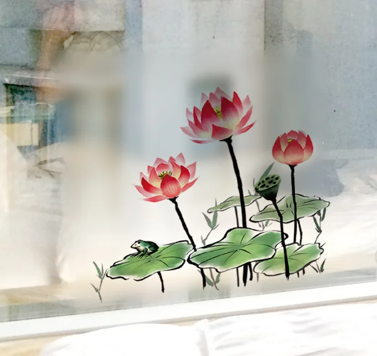 Frosted glass sliding door window stickers bathroom window wall decals