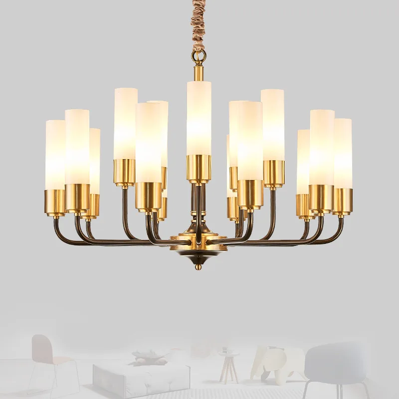 

LED luxury Copper chandelier lighting living room pendant lamps American dining room fixtures Nordic bedroom hanging lights