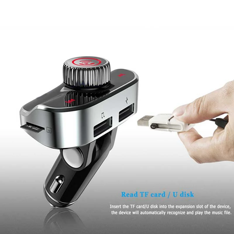 VicTsing Wireless Bluetooth Car FM Transmitter Mp3 Player 5V 3.1A Car Hands-free Dual USB Touch Screen Red Screen Car MP3 Kit    (22)