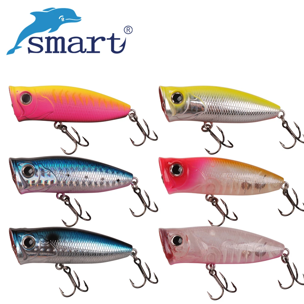 Smart 60mm 9.5g Popper Fishing Lures Top Water Hard Bait with France VMC Hook Plastic 3D Eyes Isca Artificial Lure | Спорт и