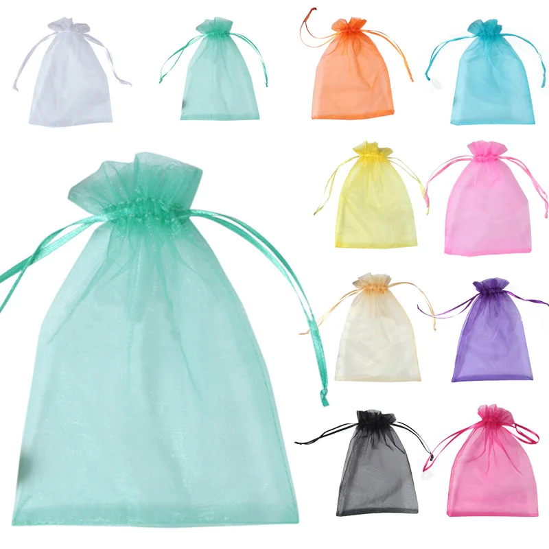 

New 50 pcs 13x18CM Party Wedding Candy Boxes Organza Drawstring Gift Bag Pouch Wrap for Party Game Wedding Party Supplies BS