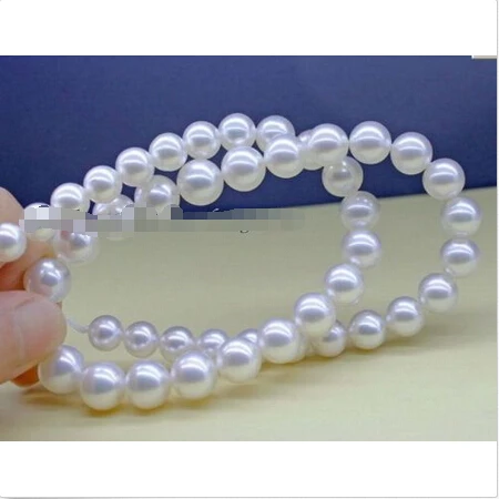 

>@@@@@ > Top quality 17"9-10mm round REAL south sea WHITE pearl necklace a -Top quality free shipping