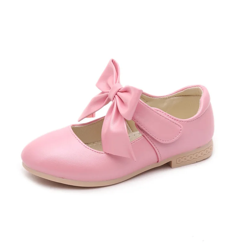 Новая Демисезонная обувь для маленьких девочек детская обувь на мягкой подошве с бантом детская кожаная обувь для девочек 9,5, 10, 11, 11,5, 12,5, 13,5, 1, 2, 3, 3,5, 4 - Цвет: pink