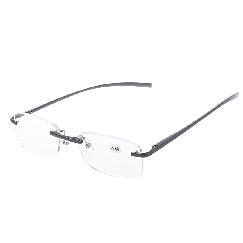 

Aluminum Metal Rimless Reading Glasses Presbyopic Eyeglass Resin Lense +1.0~+3.5