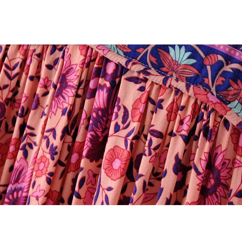 TEELYNN pink boho dress rayon floral print long dess V-neck long sleeve tassel women dresses 2018 autumn bohemia femme dresses TEELYNN pink boho dress rayon floral print long dess V-neck long sleeve tassel women dresses 2018 autumn bohemia femme dresses