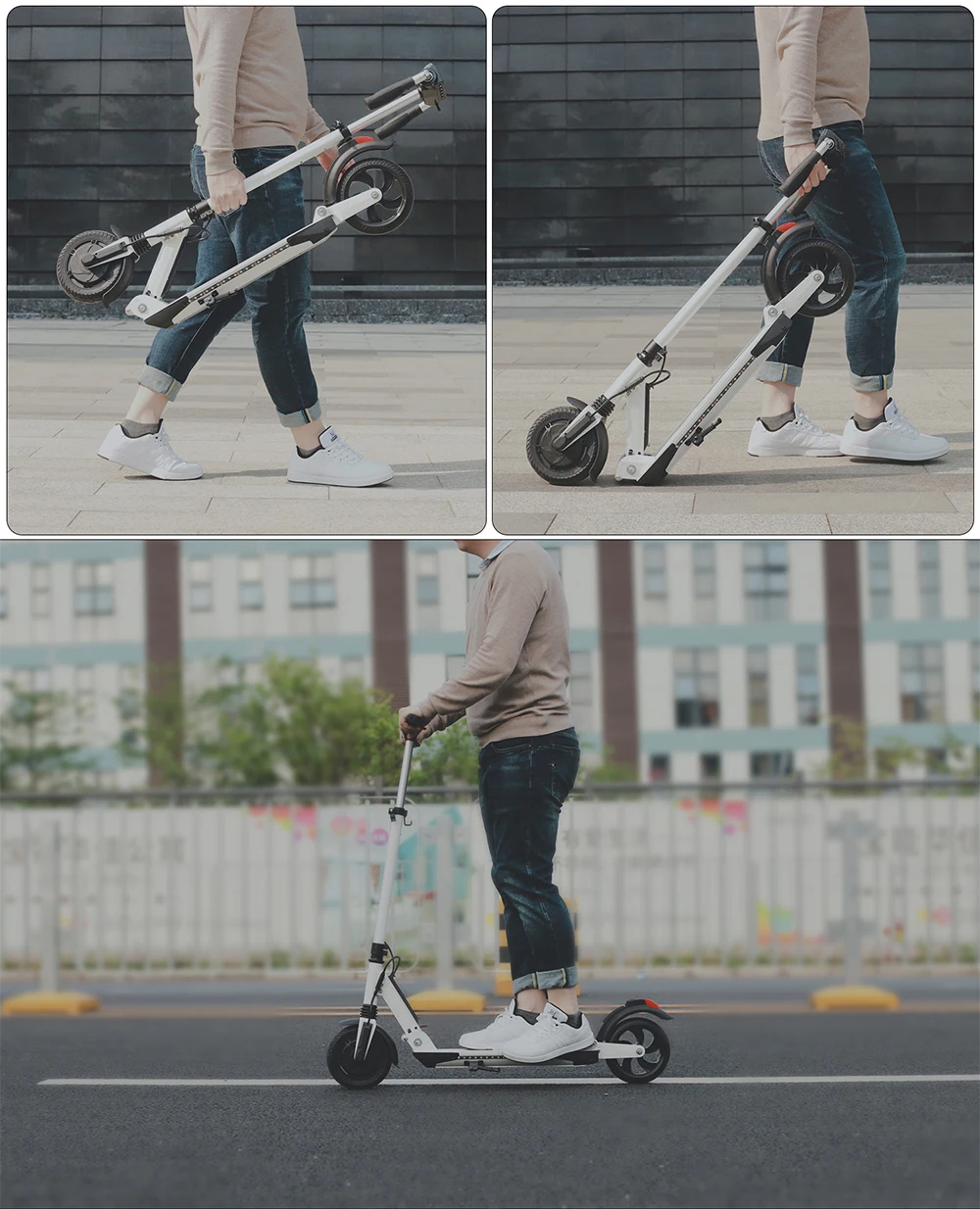 Discount SUPERTEFF EW4 Pro folding kugoo App electric scooter  8 inch tires  LED light e scooter with Bluetooth music 36V 350W 7