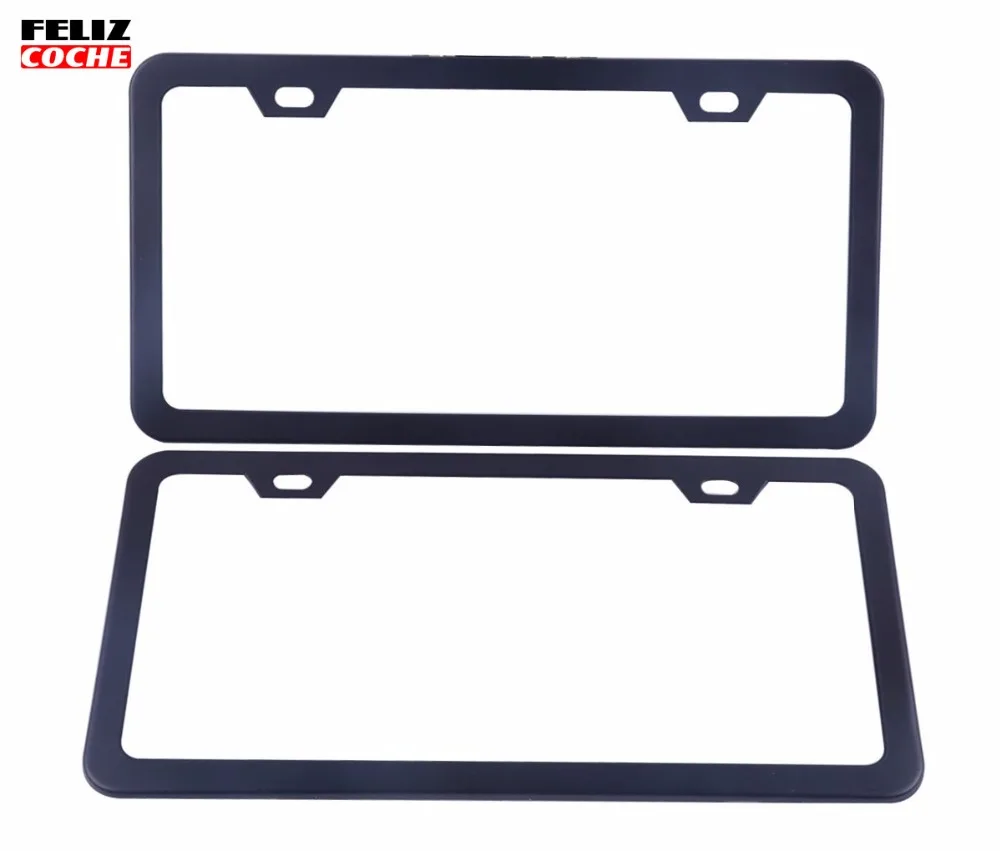 Black Stainless Steel License Plate Frame 2 Holes with Cushion Hot Sale