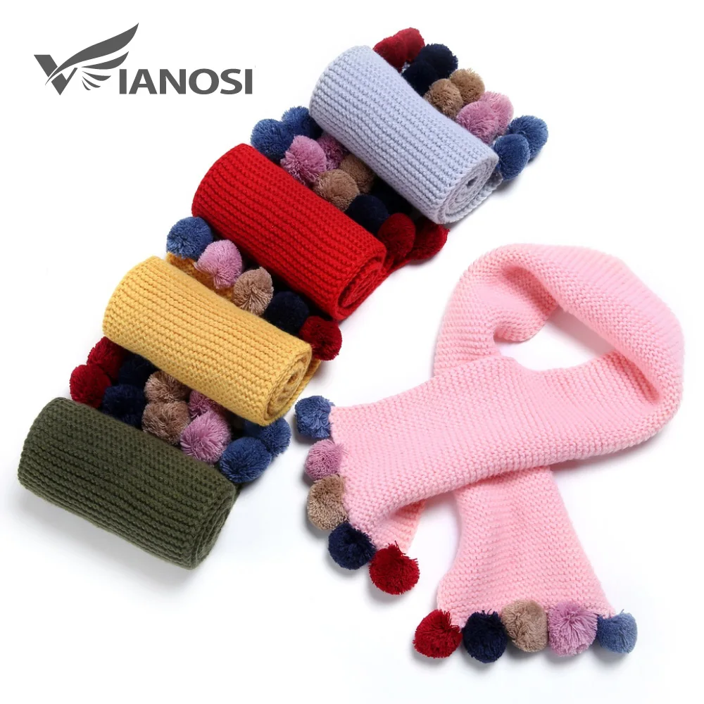 VIANOSI зимний детский шарф, модные вязаные шарфы для девушек, хлопковый теплый плотный детский шарф, 10 цветов CH004