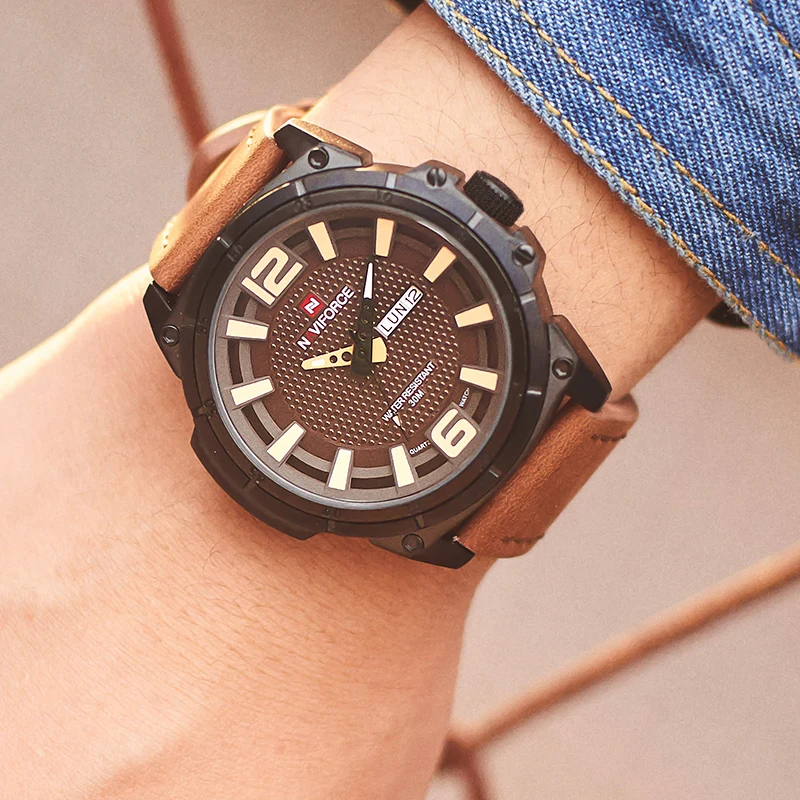 NAVIFORCE модные повседневные часы мужские военные кварцевые наручные часы кожаные часы спортивные часы мужские часы Reloj Hombre Relogio Masculino