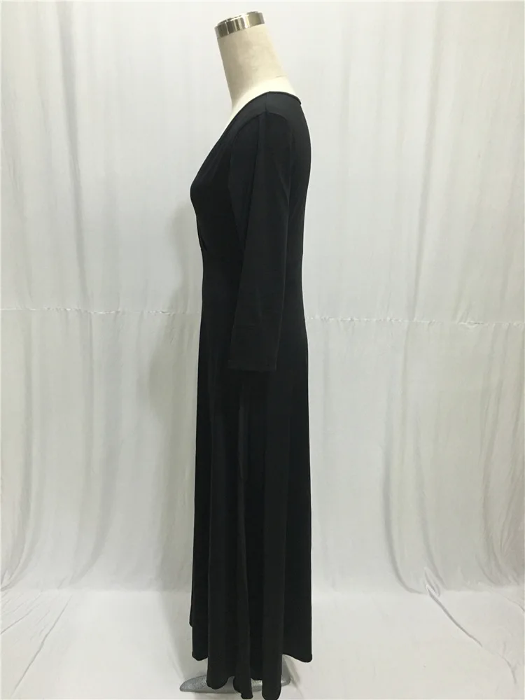 Плюс размер черный Подиум осень Туника Платье для жира женское высокое качество с длинным рукавом Макси элегантное платье в пол длина vestidos