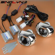 SINOLYN 35 Вт 3.0 дюймов Q5 Биксенон Площади Объектив Проектора HID Фары, Полный Металла Би ксеноновые Фары Линзы Комплект привет/Lo Стайлинга Автомобилей