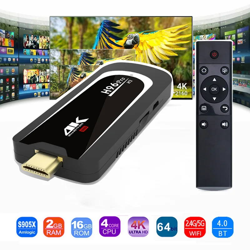 H96 Pro H3 TV Stick Amlogic S905X Penta Core GPU Android 7.1 TV Dongle 2GB RAM 16GB ROM 2.4G/5.G WiFi BT 4.0 1080P 4K HD Mini PC