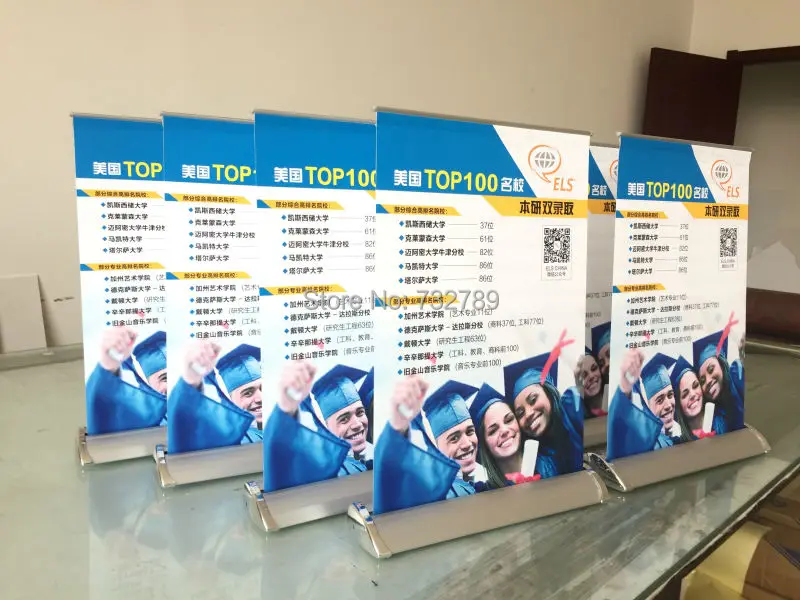 

50pcs/CTN High-quality A3 size Aluminum Mini Table Top Trade Show Roll up Display Banner Stand ONLY FRAME