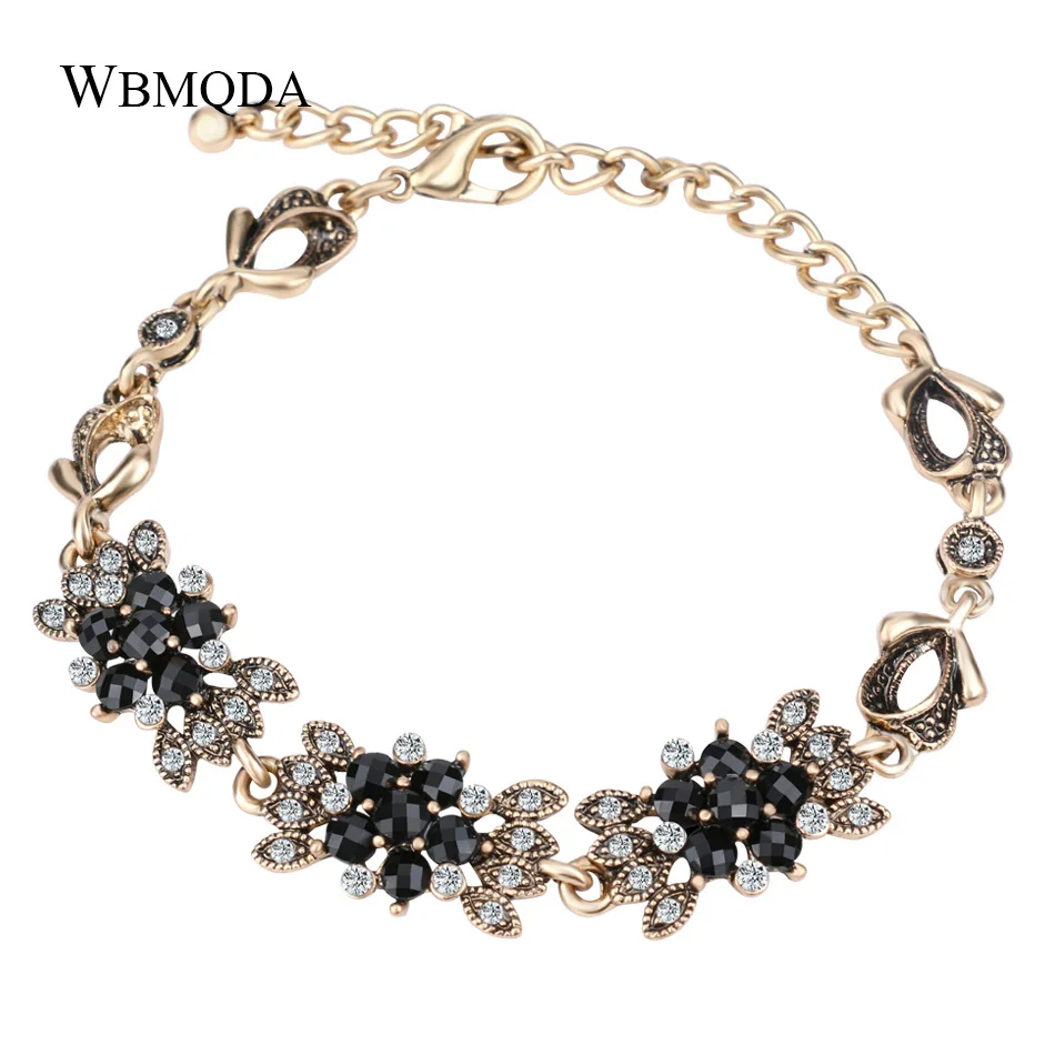 

Wbmqda Vintage Gold Chain Bracelet Fashion Turkey Jewelry Adjustable Length Black Bowknot Charms Bracelets For Women 2018 New