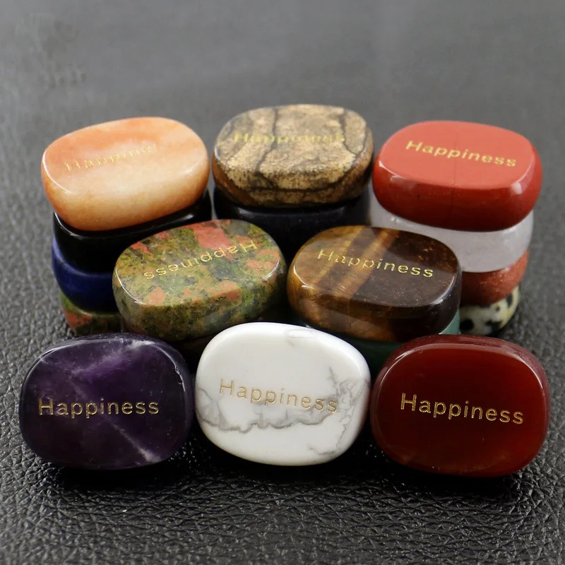 

Natural crystal quartz carving letter reiki slice of furnishing articles Happiness Happiness precept of reiki keep place adorn