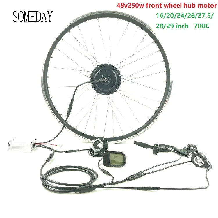 

SOMEDAY 48V250W Electric Bicycle conversion kit Waterproof Cable Easy install EBIKE front wheel hub Motor with LCD5 Display
