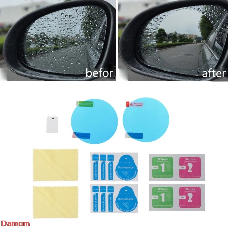 

One Pair Car Anti Water Mist Films Round Shape Anti-fog Coating Rainproof Rearview Mirror Protective Film