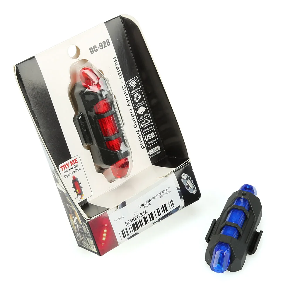 Портативный 5 светодиодный USB MTB дорожный велосипедный задний светильник перезаряжаемый Предупреждение задний светильник для велосипеда велосипедный светильник