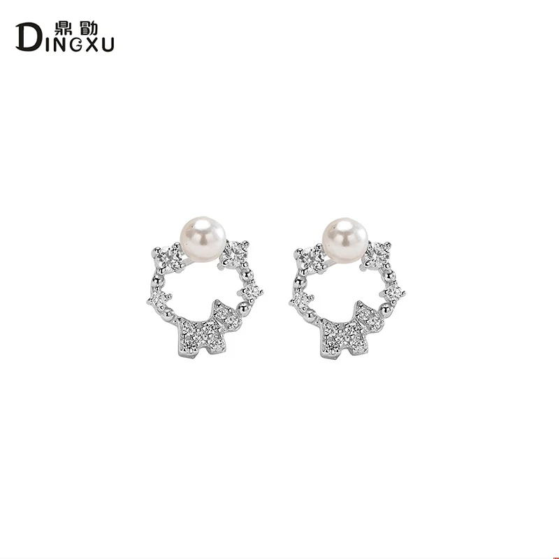 

DINGXU 925 Sterling Silver Statement Animal Puppy Dog Small Stud Earrings for Women Fashion Zircon Earrings Silver Jewelry Gift