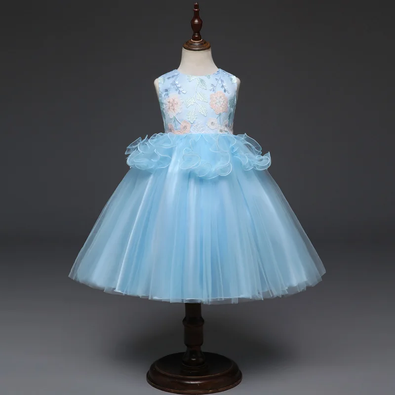 2018 Elegant Flower Girl Evening Dress Princess Party And Wedding Embroidery Kids Dresses For Girls Cute Tulle Children Costumes (1)