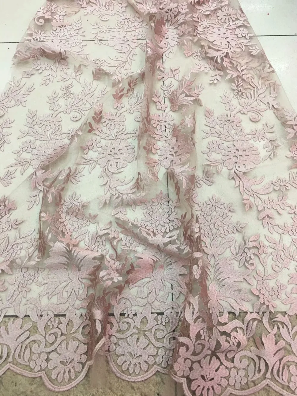 

high quality embroidered african net tulle lace fabric elegant style 5yards/piece french lace fabric for wedding jiaa012