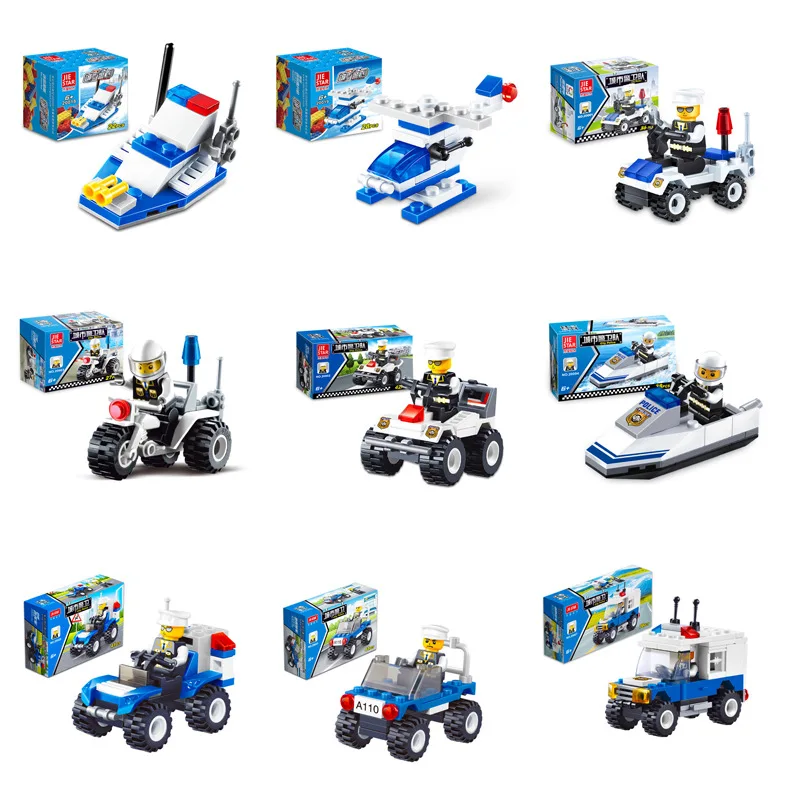 

10 style JIE-STAR Police Theme Building Blocks Vehicle Set 22-200pcs Police Car Vehicle Brick Model Toys for Kids Blocks Car