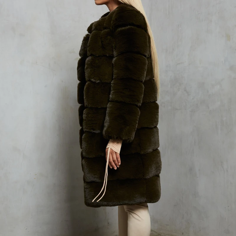 RR, длинное пальто из искусственного кроличьего меха, женские модные меховые пальто с длинным рукавом, женские повседневные куртки с пуговицами, женские куртки GF