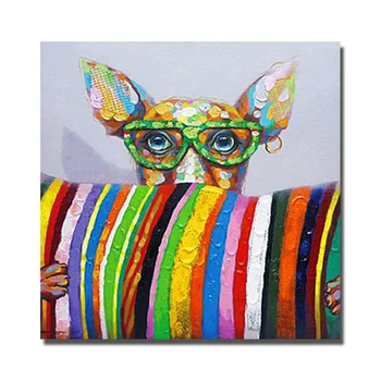 

Wearing Green Glasses Dog Oil Painting on Canvas Large Wall Pictures for Living Room Decor No Framed and With Framed Wall Art