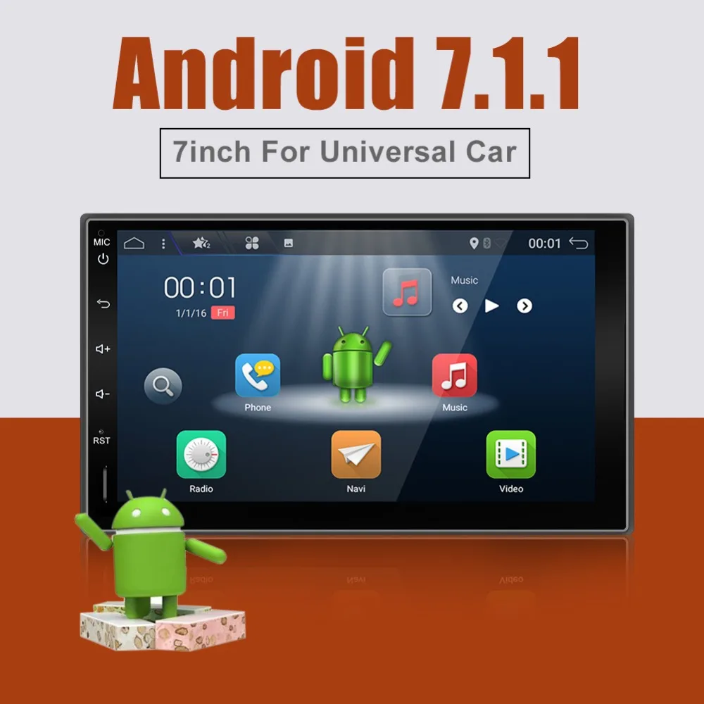 

7" Android 7.1 Autoradio GPS Bluetooth Navigation Car Stereo Player 1024*600 Touch Screen 2 DIN witt USB 3G WIFI USB Rear Camera