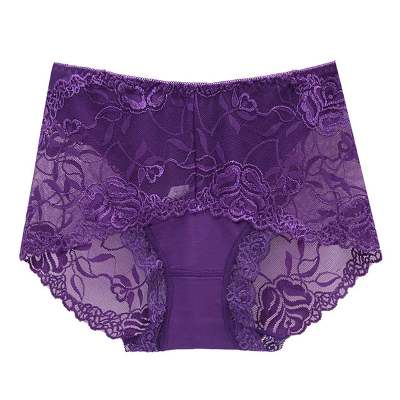 Lace Sexy Women Panties Briefs High Waist Underwear Embroidery Floral Seamless Breathable Female Lingerie Plus Size Underpants