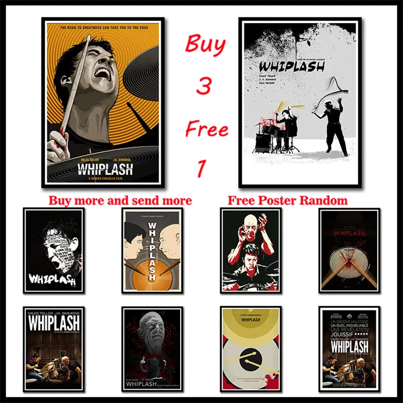 

Whiplash classic movie film White Coated Paper Posters Bar Cafe living room Posters Frameless